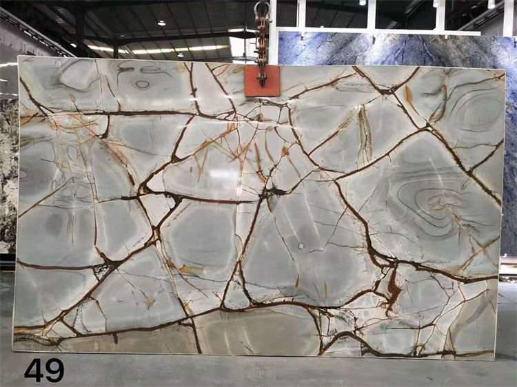 Natural Polished Luxury Round Marble Bench Table Top Inner Room Countertop Back Ground Decoration Quartzite Slab Tiles