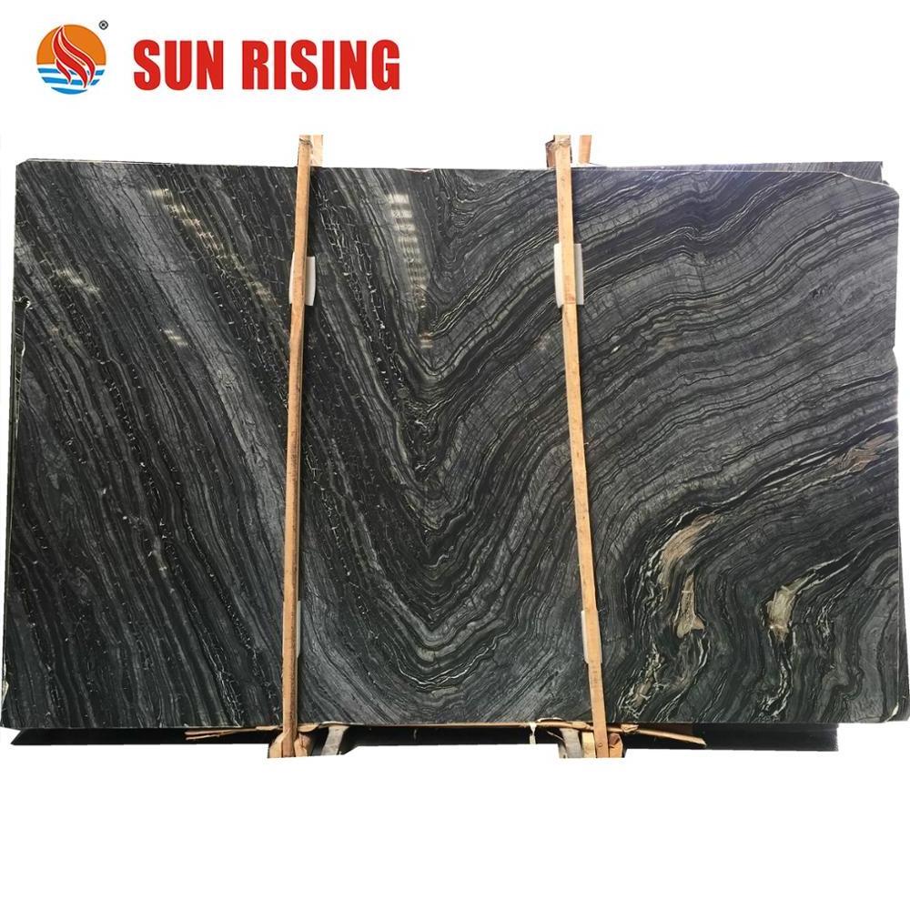 Popular Black Wooden Marble Slab Polished Black Forest Marble For Wall Tile