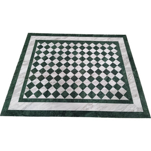 Luxury Villa Floor Medallion Design  Green Marble White Volakas Diamond Mosaic Pattern Marble Waterjet Mosaic Tile