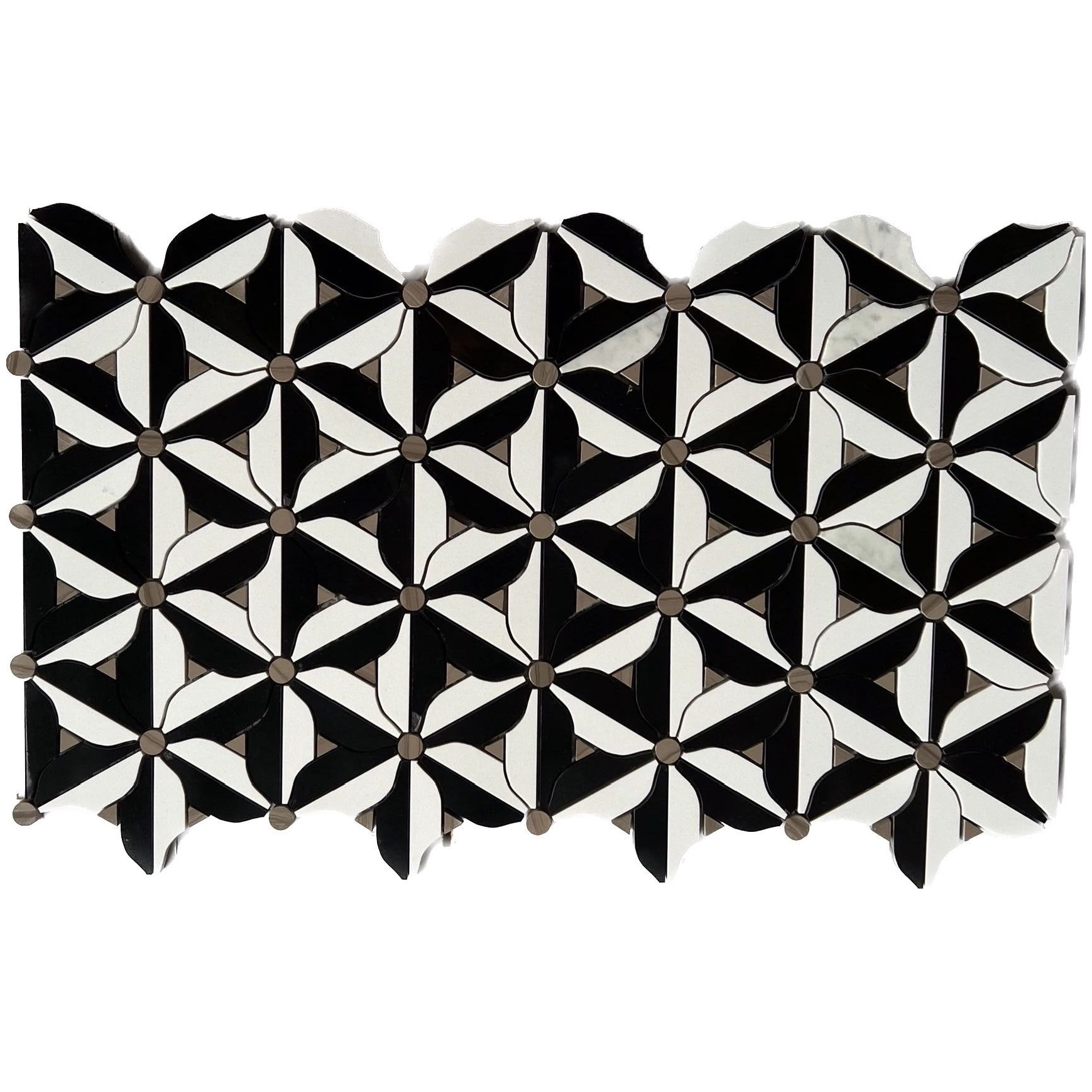 High-end Fashion Wall Decoration Marble Daisy Waterjet Medallion Backsplash Black And White Mosaic Tile Flower Shape Mosaic