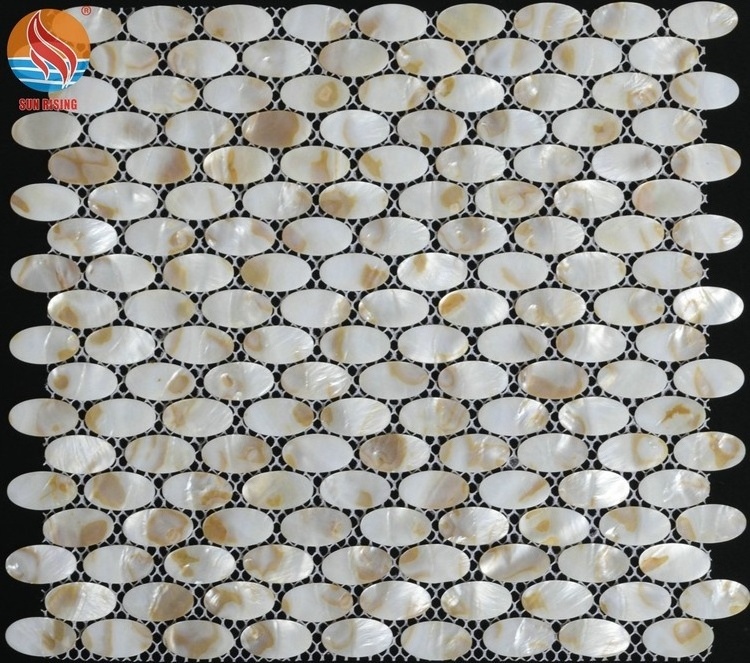 Mother of Pearl Mosaic Seashell Kitchen Back splash Wall Tile Natural Sea Shell Mosaic Tile Swimming Pool Tiles Beige Color