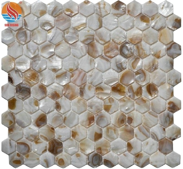 Mother of Pearl Mosaic Seashell Kitchen Back splash Wall Tile Natural Sea Shell Mosaic Tile Swimming Pool Tiles Beige Color