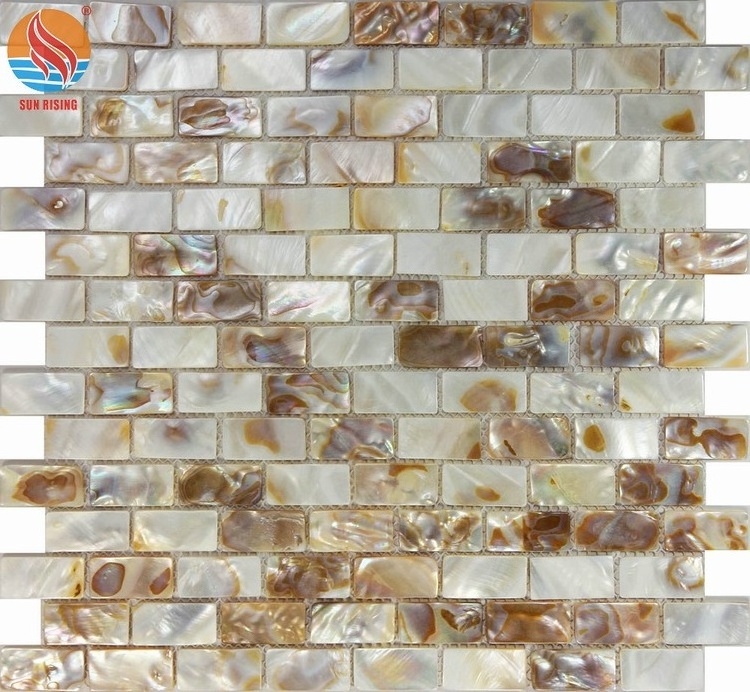 Mother of Pearl Mosaic Seashell Kitchen Back splash Wall Tile Natural Sea Shell Mosaic Tile Swimming Pool Tiles Beige Color