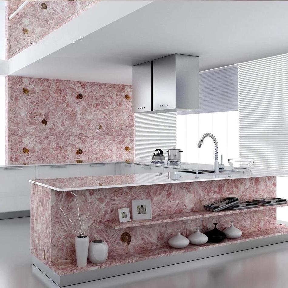 Natural Beautiful Pink Crystal Semi Precious Slab Pink Agate House Wall Decoration Crystal Quartz Gemstone Slab