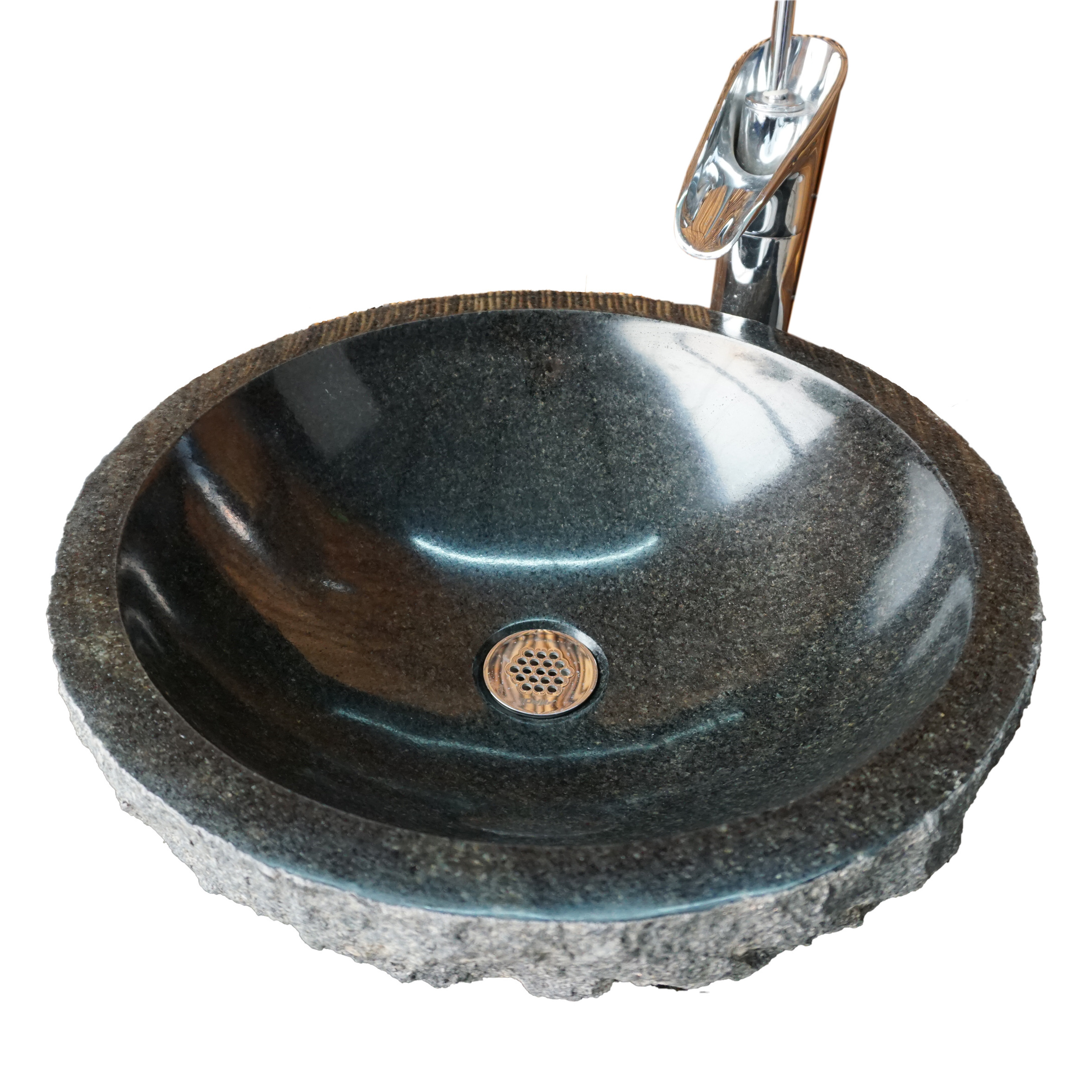 Natural Round Polished Absolutely Black Granite Kitchen Bathroom Outside Farm Yard Vanity Decorative Basin Washing Sink