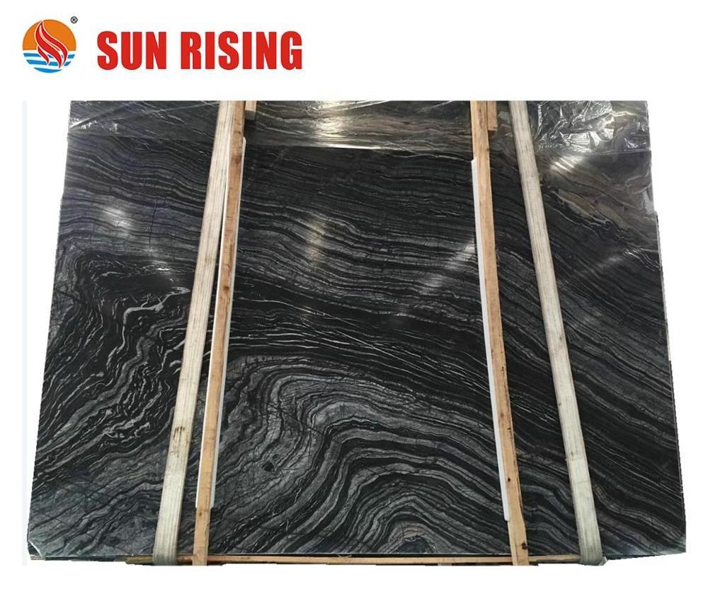 Popular Black Wooden Marble Slab Polished Black Forest Marble For Wall Tile