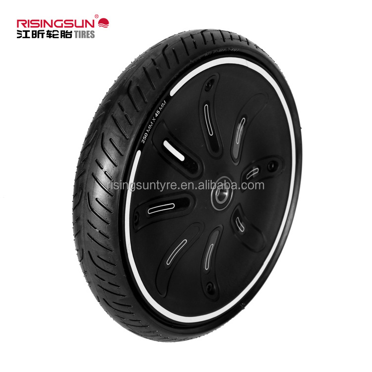 Risingsun 250MMx45MM China tire manufacturer produces explosion-proof air-free hollow rubber tires