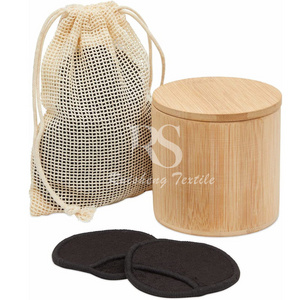 Eco Friendly Non-Toxic  Reusable Bamboo Terry Makeup Remover Pads with Pocket Finger Facial Cleaning Pad