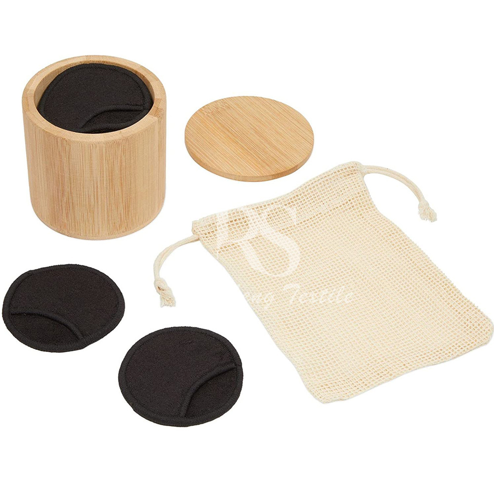 Eco Friendly Non-Toxic  Reusable Bamboo Terry Makeup Remover Pads with Pocket Finger Facial Cleaning Pad