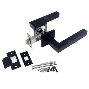 Matt Black Square Tube Lever Door Handle passage latch lock set