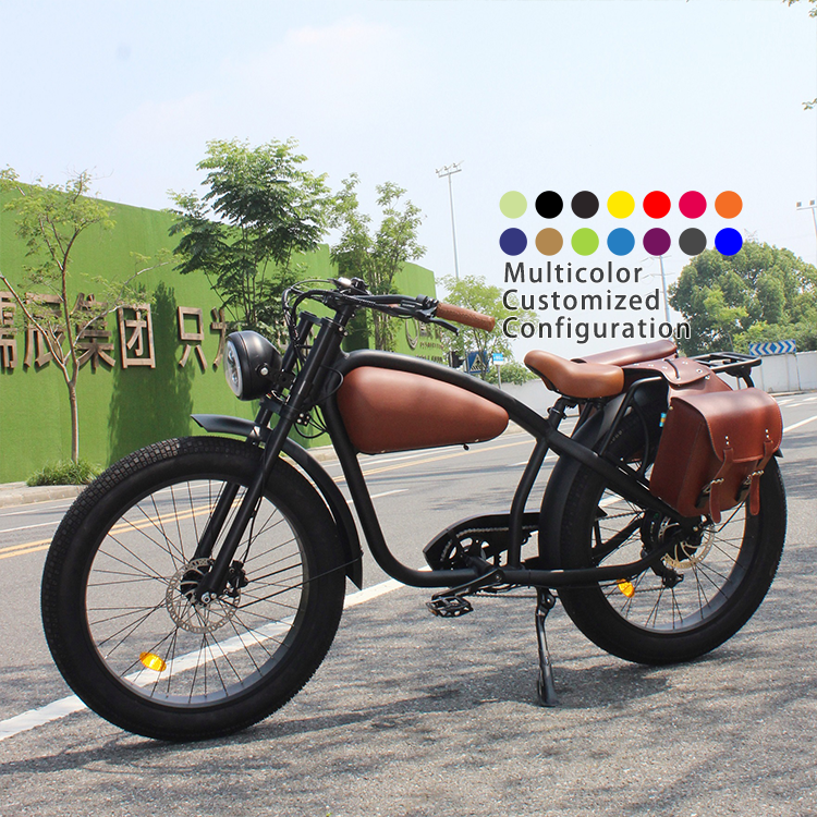 Cafe Racer Ebike Retro Vintage City Fat Tires Electric Bicycle Fatbike Electric Fat Tire Bike 750W Vintage Style Electric Bike