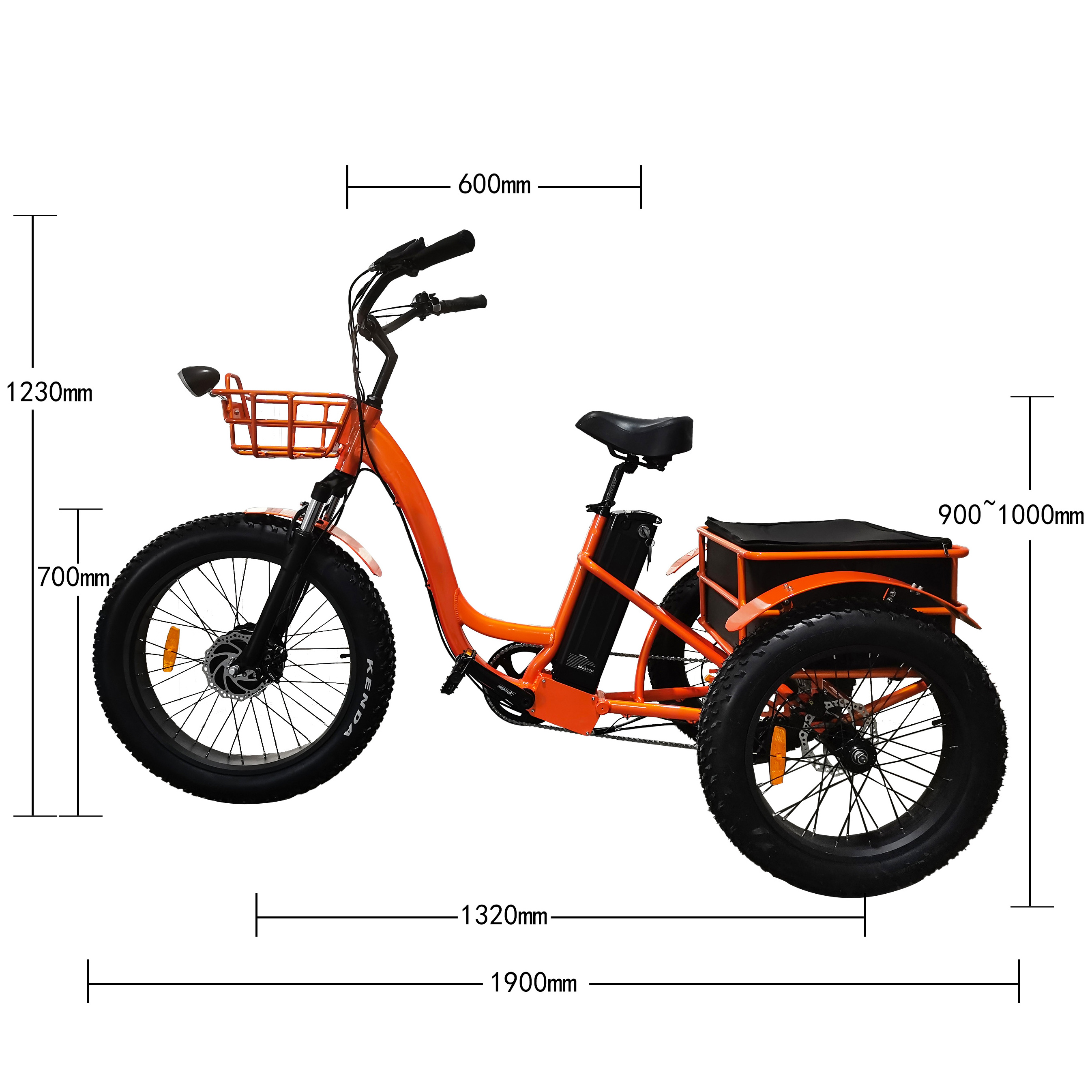 Single version electric cargo tricycle bike 3 wheels for adults