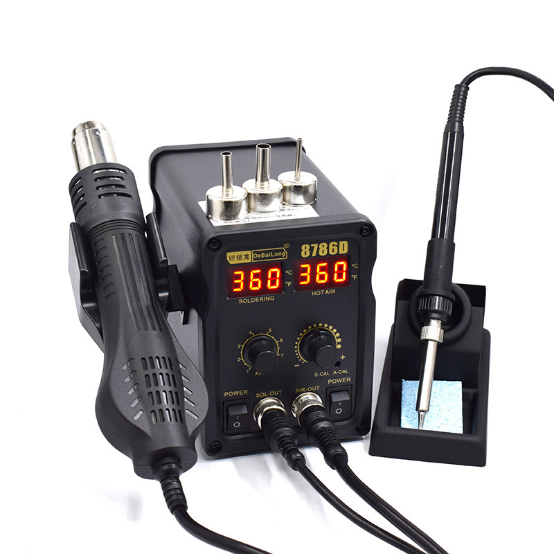 8786D Hot Air Soldering Station Double Digital Display Cool Hot Air Gun Soldering Iron 2 in 1 Rework Station