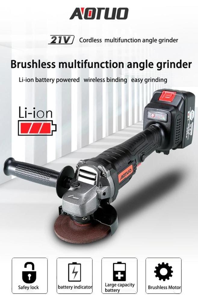 21V Cordless Angle Grinder 4000mAh Lithium-Ion Grinding Machine Cutting Electric Angle Grinder Grinding Polisher