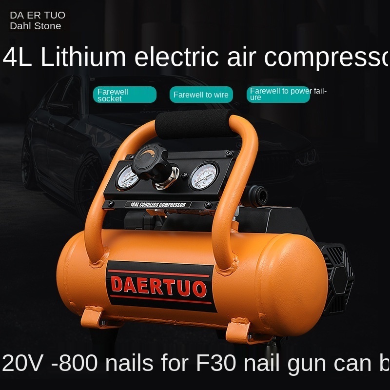 4L cordless 20v Small lithium battery charging portable air compressor go out with air pump inflator Lithium battery