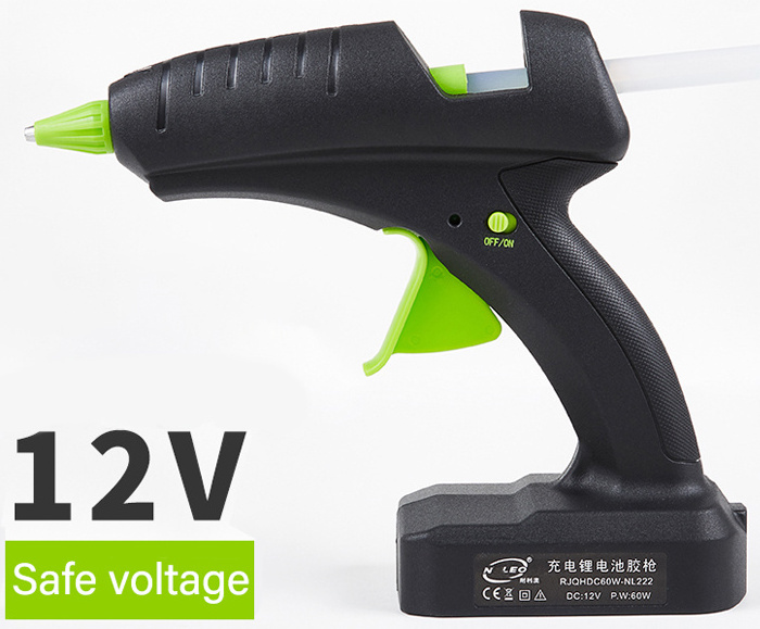 60W 12V Cordless Hot Glue Gun Rechargeable Electric Heating Tool with lithium Battery 2000mAh for DIY Arts Craft 11mm Glue Stick