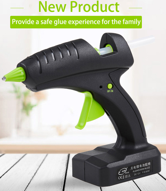 60W 12V Cordless Hot Glue Gun Rechargeable Electric Heating Tool with lithium Battery 2000mAh for DIY Arts Craft 11mm Glue Stick