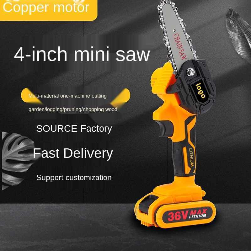 4 Inch Mini Electric Saw Chainsaw 18V For Fruit Tree Woodworking Garden Tools With Battery Hand Held Wood Cutters