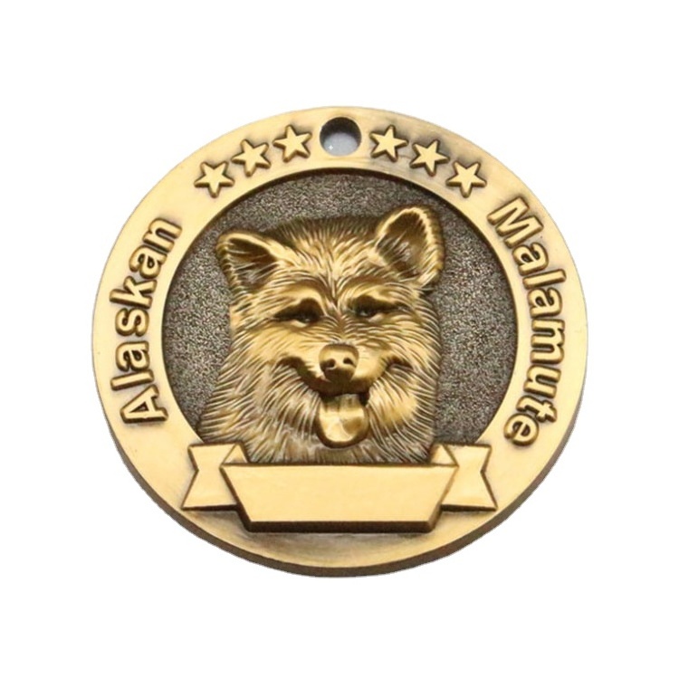 Manufacture Customized Cute Antique Brass Pet Cat Puppy Patrol Dog Tag Medals With Ribbon Hanger 3D Custom Dog medal