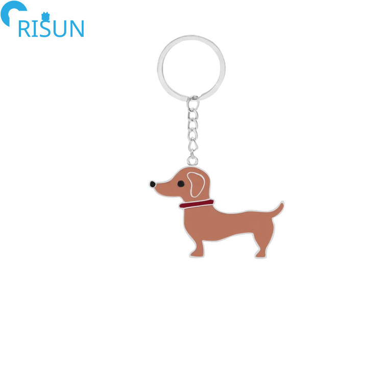 Manufacturer Customized Soft Hard Enamel Cute Animals Dog Puppy Dachshund Keychains Keyrings Pendant Custom Dachshund Keychain