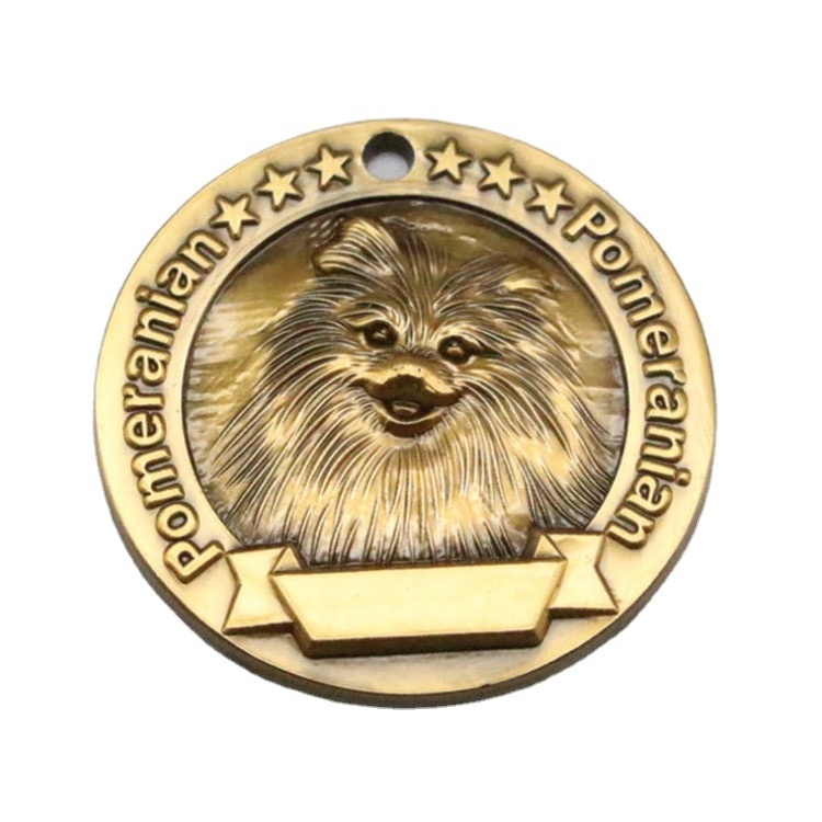 Manufacture Customized Cute Antique Brass Pet Cat Puppy Patrol Dog Tag Medals With Ribbon Hanger 3D Custom Dog medal