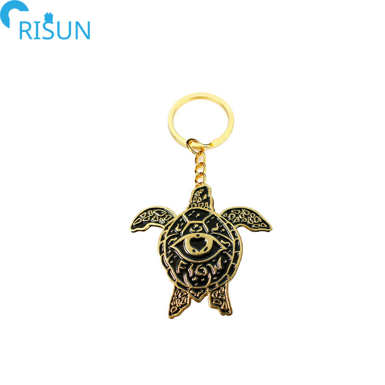 Wholesale Animal Tortoise Shape Enamel Keyring Surf Sea Turtle Key Chain Custom logo Metal 3D Turtle Keychain Souvenir llavero