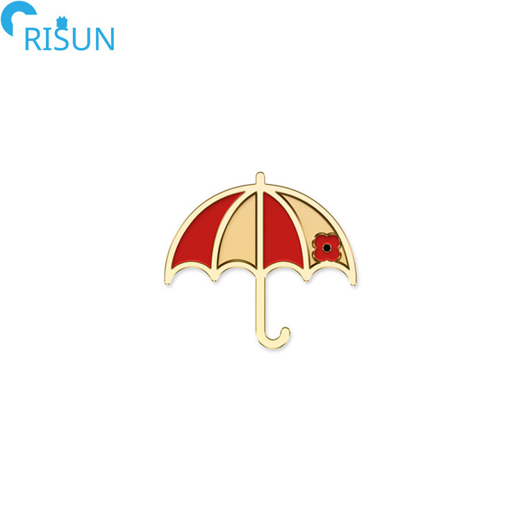 Manufacturer Customized Soft Enamel Hard Enamel Cute Umbrella Lapel Pins Badges Brooches Custom Umbrella Enamel Pin