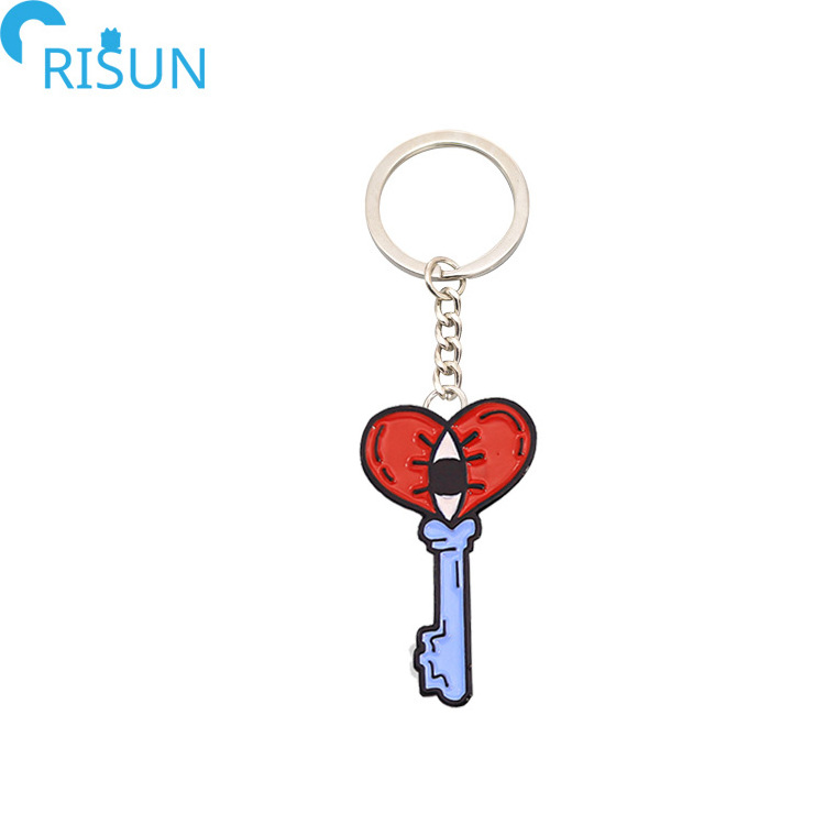 Wholesale Keychain Heart Eye Key Enamel Custom logo Keyring Love Lock Heart Gate Keychains Magical Plant Locks Valentine's Day