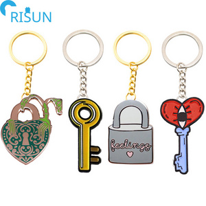 Wholesale Keychain Heart Eye Key Enamel Custom logo Keyring Love Lock Heart Gate Keychains Magical Plant Locks Valentine's Day