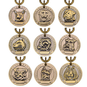 Manufacture Customized Cute Antique Brass Pet Cat Puppy Patrol Dog Tag Medals With Ribbon Hanger 3D Custom Dog medal