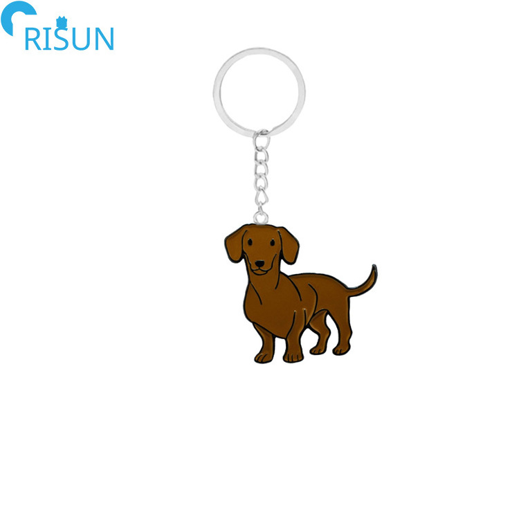 Manufacturer Customized Soft Hard Enamel Cute Animals Dog Puppy Dachshund Keychains Keyrings Pendant Custom Dachshund Keychain