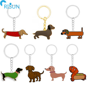 Manufacturer Customized Soft Hard Enamel Cute Animals Dog Puppy Dachshund Keychains Keyrings Pendant Custom Dachshund Keychain