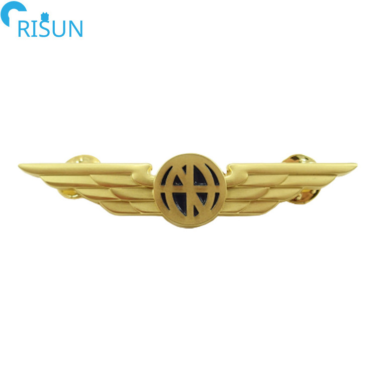 Customized 3D Enamel Pilot Aviation Angel Wing Shaped Lapel Pins Badges Brooches Custom Wing Shaped Enamel Pin