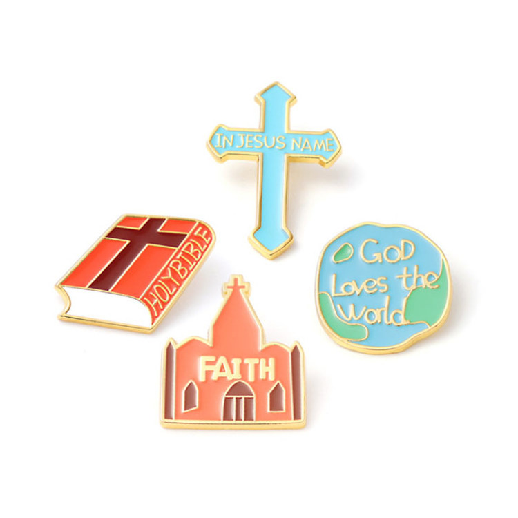 Manufacturer Lapel Pin Badge Brooch Metal Crafts Custom Church Bible Faith Jesus Cross Christian Enamel Pin