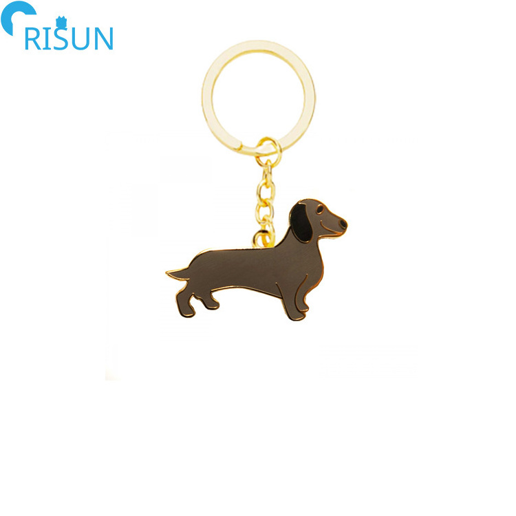 Manufacturer Customized Soft Hard Enamel Cute Animals Dog Puppy Dachshund Keychains Keyrings Pendant Custom Dachshund Keychain