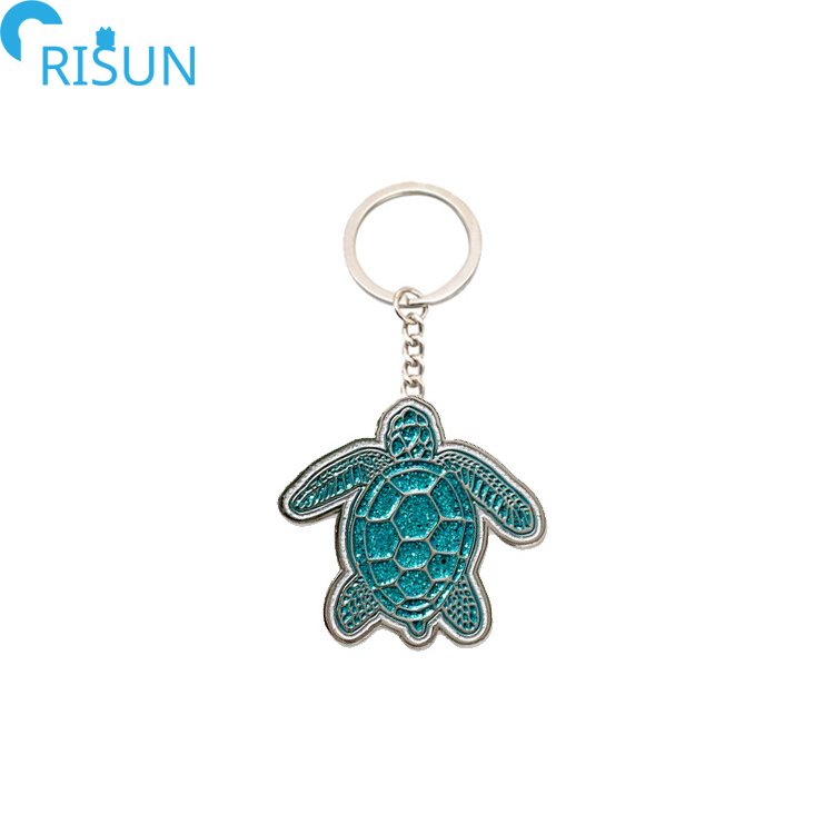 Wholesale Animal Tortoise Shape Enamel Keyring Surf Sea Turtle Key Chain Custom logo Metal 3D Turtle Keychain Souvenir llavero