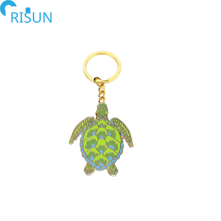 Wholesale Animal Tortoise Shape Enamel Keyring Surf Sea Turtle Key Chain Custom logo Metal 3D Turtle Keychain Souvenir llavero