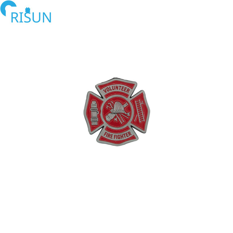 Manufacturer 3D Enamel Fire Dept Department Firefighter Fireman Award Lapel Pins Badges Brooches Custom Fireman Enamel Pin