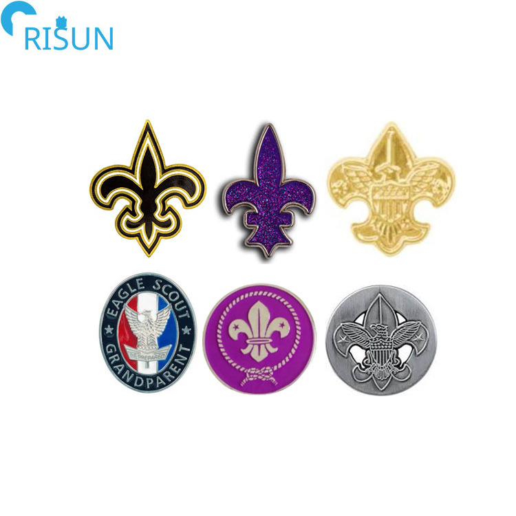 Factory 3D Glitter Hard Enamel Soft Enamel Purple Boy Scouts Eagle Scout Lapel Pins Badges Brooch Custom Scout Enamel Pin