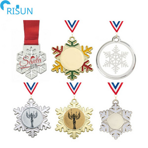 Customize Bespoke Unique Snowflake Winter Running Run Marathon Finisher Awards Medals Medalla Medallion Custom Snowflake Medal