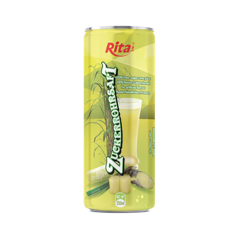 250ml Canned Sugar Cane Juice Drink Daily Soft Drinks NFC Beverage Viet Nam Rita 200 Carton 10 % Brix 98 % Purity 0.27 Kg 0.25 L