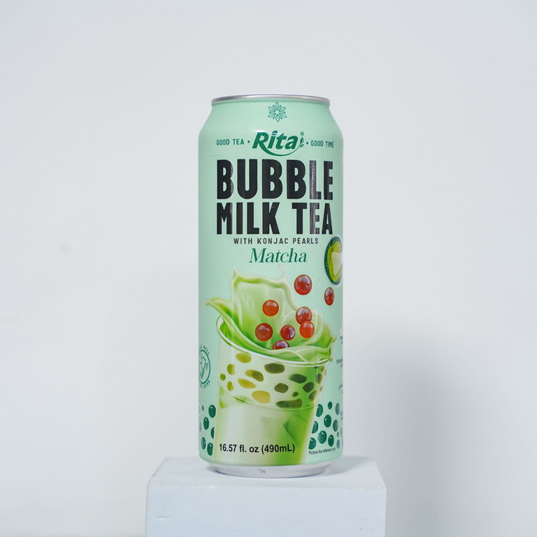 Popular Canned 16.57 Fl Oz Bubble Milk Boba Tea Drinks and Konjac Pearls Black Sugar Flavor BRC GMP HACCP KOSHER HALAL FSSC