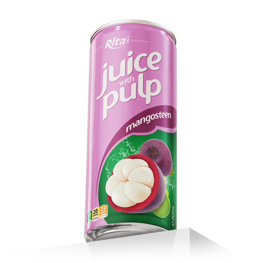 250ml Can Mangosteen Juice with Pulp Beverage Supplier Fruit Drink Made In Vietnam Best Price Good Taste