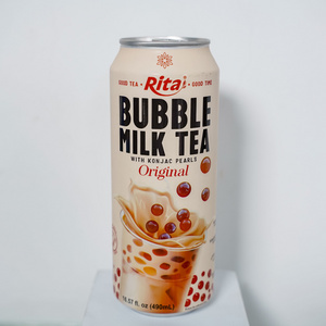 Popular Canned 16.57 Fl Oz Bubble Milk Boba Tea Drinks and Konjac Pearls Black Sugar Flavor BRC GMP HACCP KOSHER HALAL FSSC