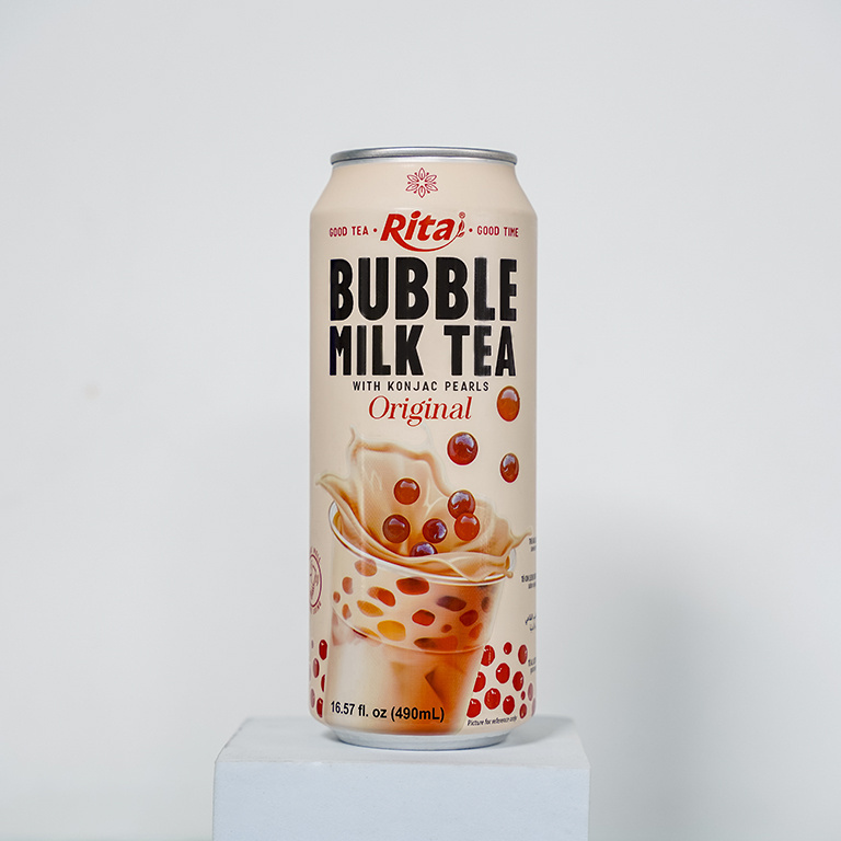 Popular Canned 16.57 Fl Oz Bubble Milk Boba Tea Drinks and Konjac Pearls Black Sugar Flavor BRC GMP HACCP KOSHER HALAL FSSC