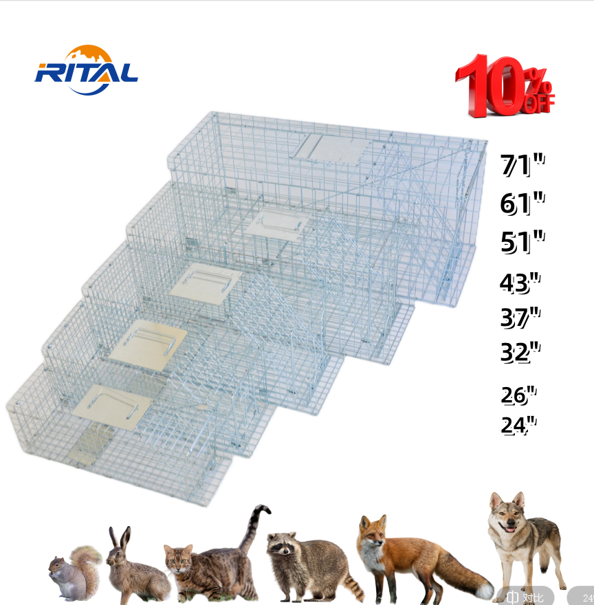 Humane Metal Large Live Wild Coyote Squirrel Rabbit Raccoon Dog Cage Trap Fox Animal Trap Feral Cat Trap Cages for sale