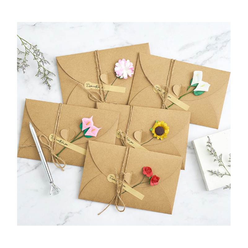 Wholesale Custom Logo Sample Blank Design Wedding Greeting Thank You Gift Notes Cards with Envelopes and Pack