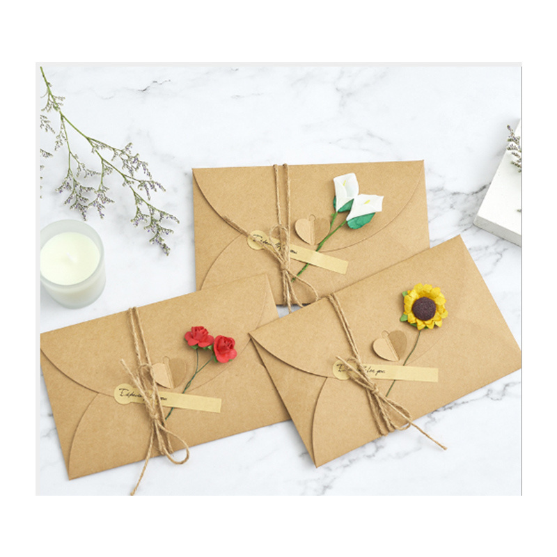 Wholesale Custom Logo Sample Blank Design Wedding Greeting Thank You Gift Notes Cards with Envelopes and Pack