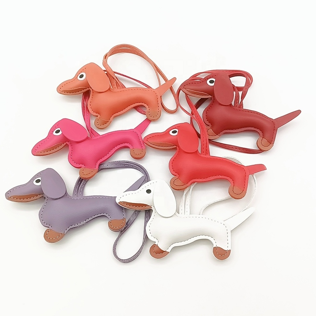 Promotion Gift Animal Dachshund Dog Hanging Bag PU Leather Strap llavero/Animal Key rings/Dachshund Dog Leather Keychain