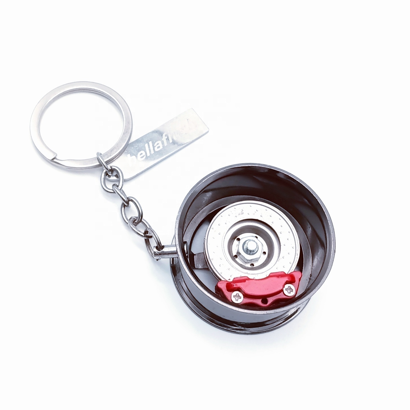 Custom 3D Metal Souvenir Mini Modified Car Parts Metal Keyring llavero/Car Parts Caliper Wheel Hub Metal Keychain